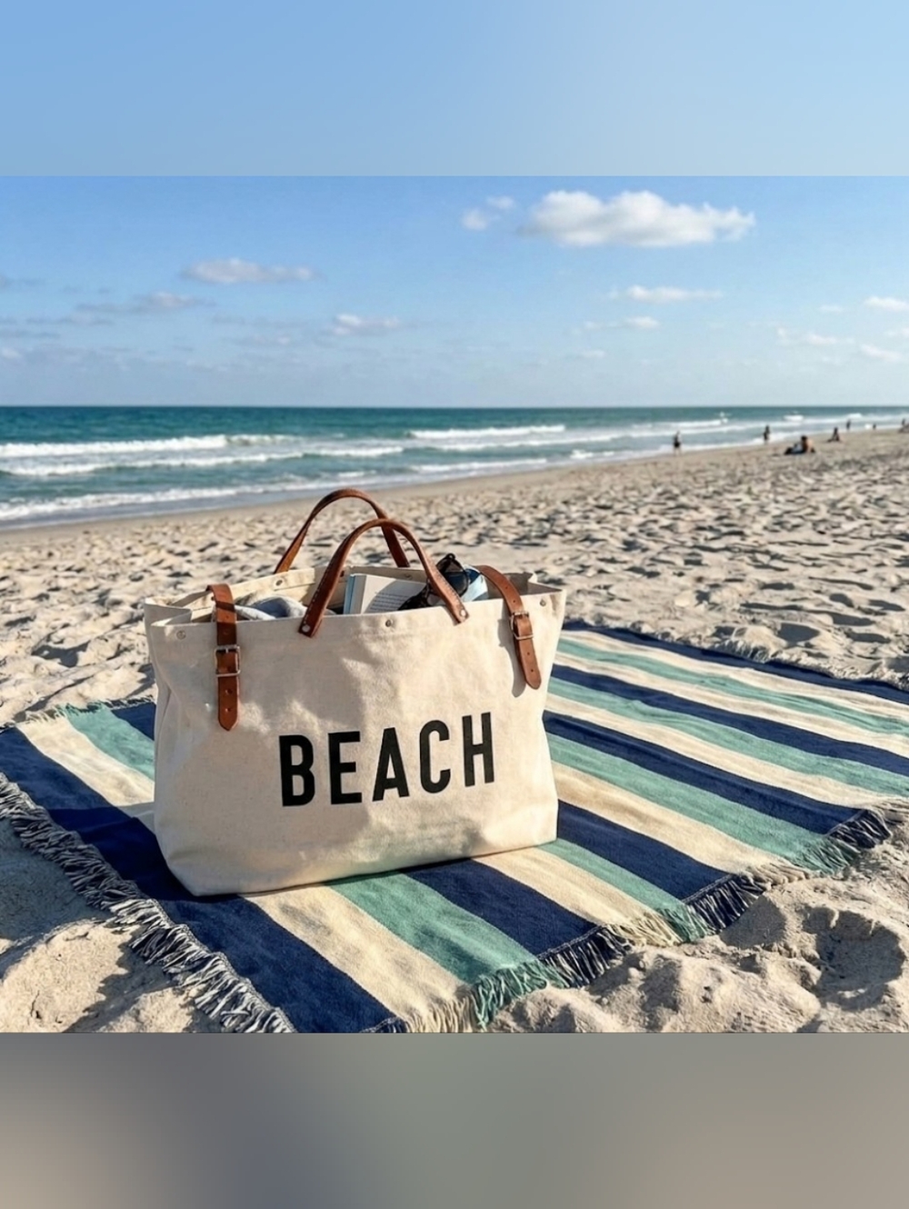 Forestbound Canvas BEACH Weekender Tote Bag Brown Leather Handles NEW! SOLD OUT!